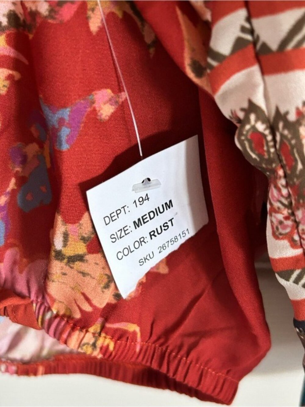 Flying Tomato Rust Floral Tie-Front Peasant Boho Blouse NWT Festival - Picture 9 of 16